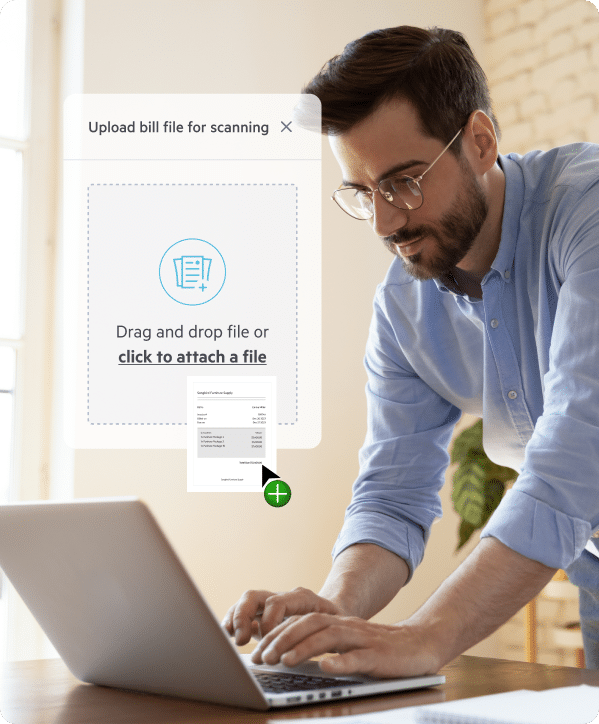 A Lili customer uploading a bill file for scanning, so the payment details can be extracted and automatically filled in through the use of OCR technology.
