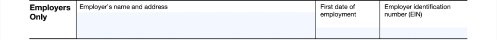 Bottom section of IRS Form W-4 for employers to complete.